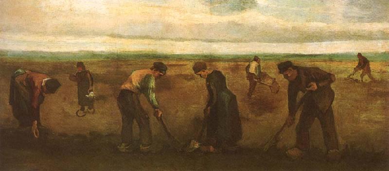 Vincent Van Gogh Farmers Planting Potatoes (nn04) oil painting picture